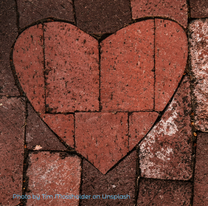 bricks in the shape of a heart